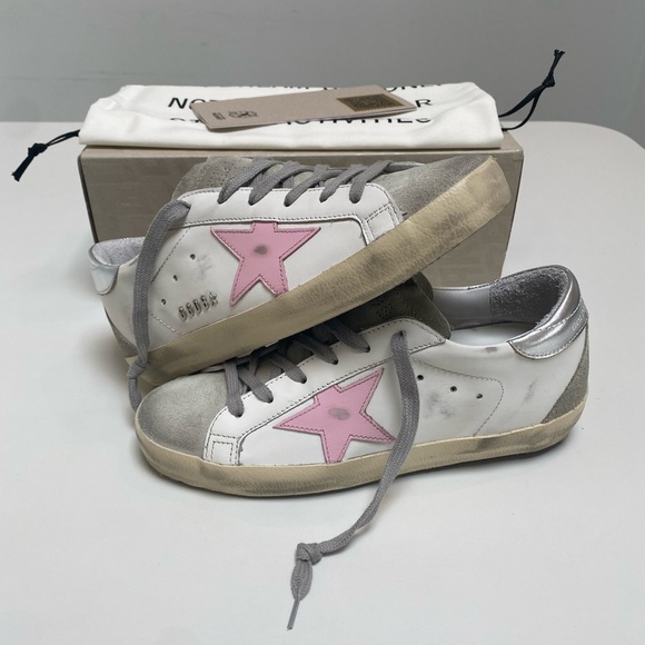 Golden Goose Superstar Sneaker White Leather/Ice/Orchid Pink sz 37 New in Box - Picture 11 of 13